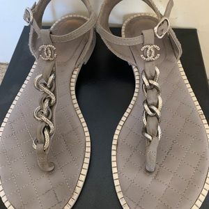 Not sold - Chanel Grey and Silver Chained Sandals